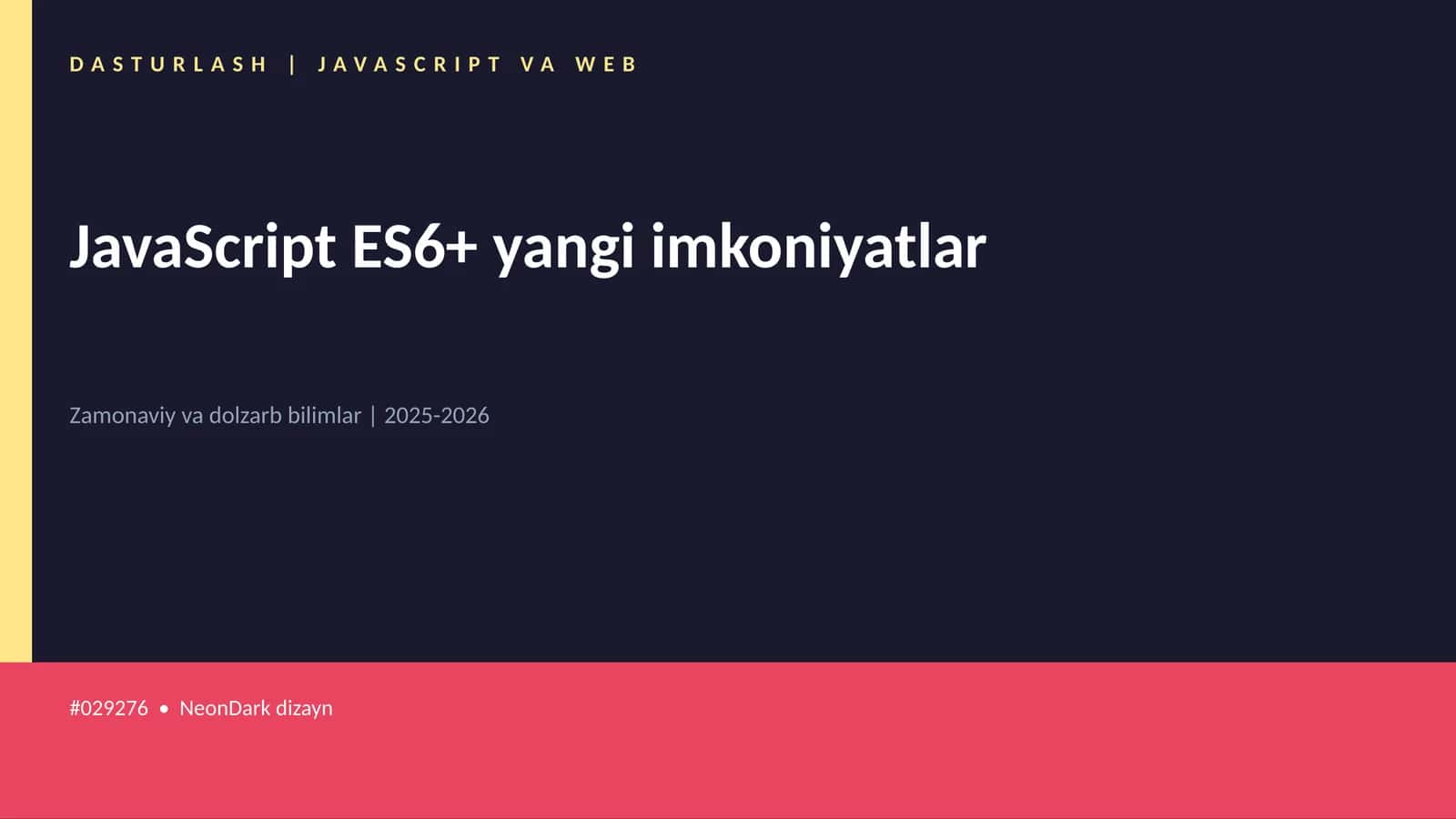 DASTURLASH | JAVASCRIPT VA WEB 1