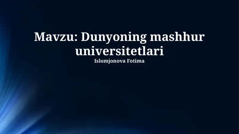 Dunyoning Mashhur Universitetlari 1