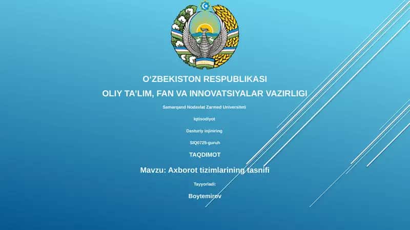 Axborot tizimlarining tasnifi 1