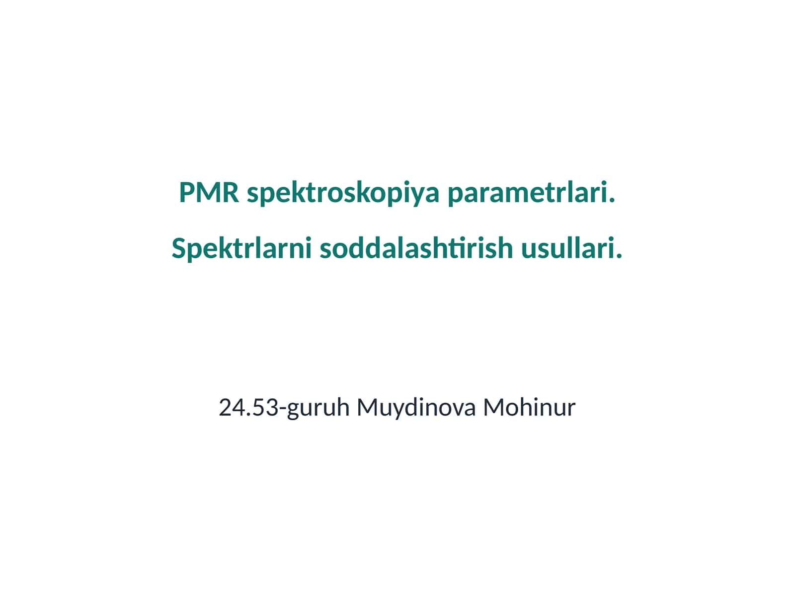 PMR spektroskopiya parametrlari 1
