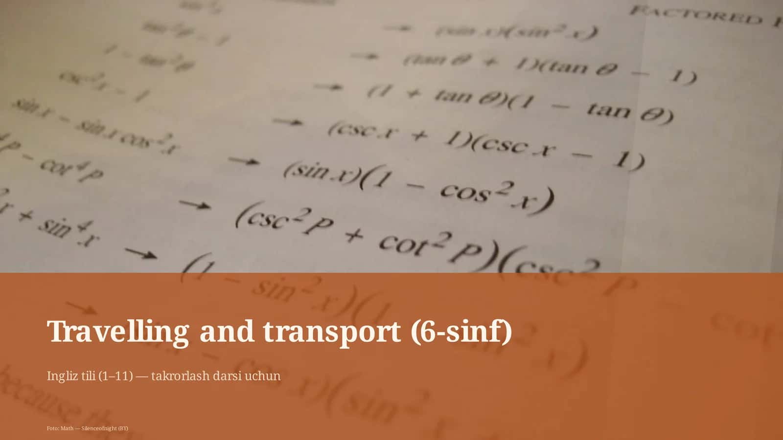 Travelling and transport (6-sinf) 1