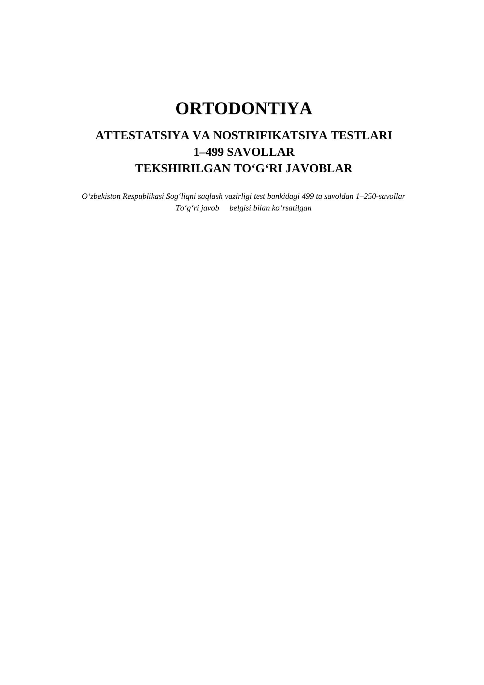ORTODONTIYA TEST SAVOLLARI 1
