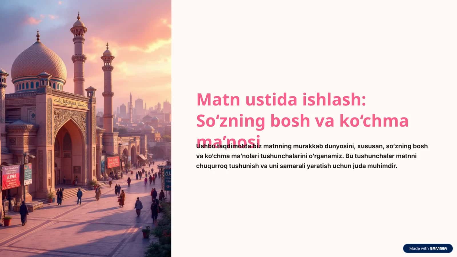 Matn ustida ishlash: So‘zning bosh va ko‘chma ma’nosi 1