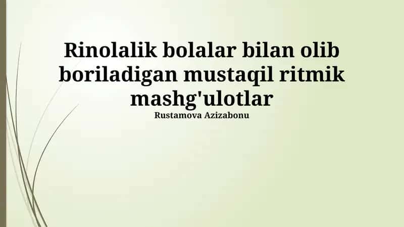Mustaqil Ritmik Mashqlar 1