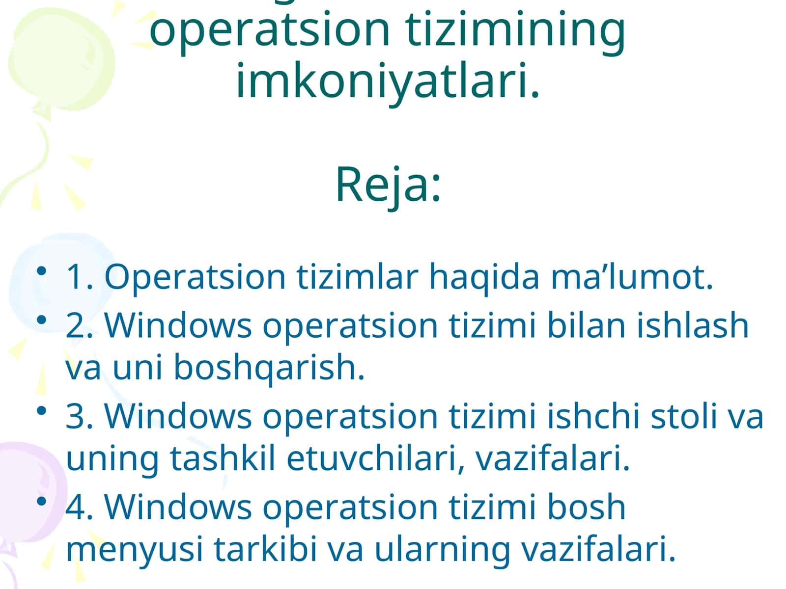 Windows оpеrаtsiоn tizimlаri 1