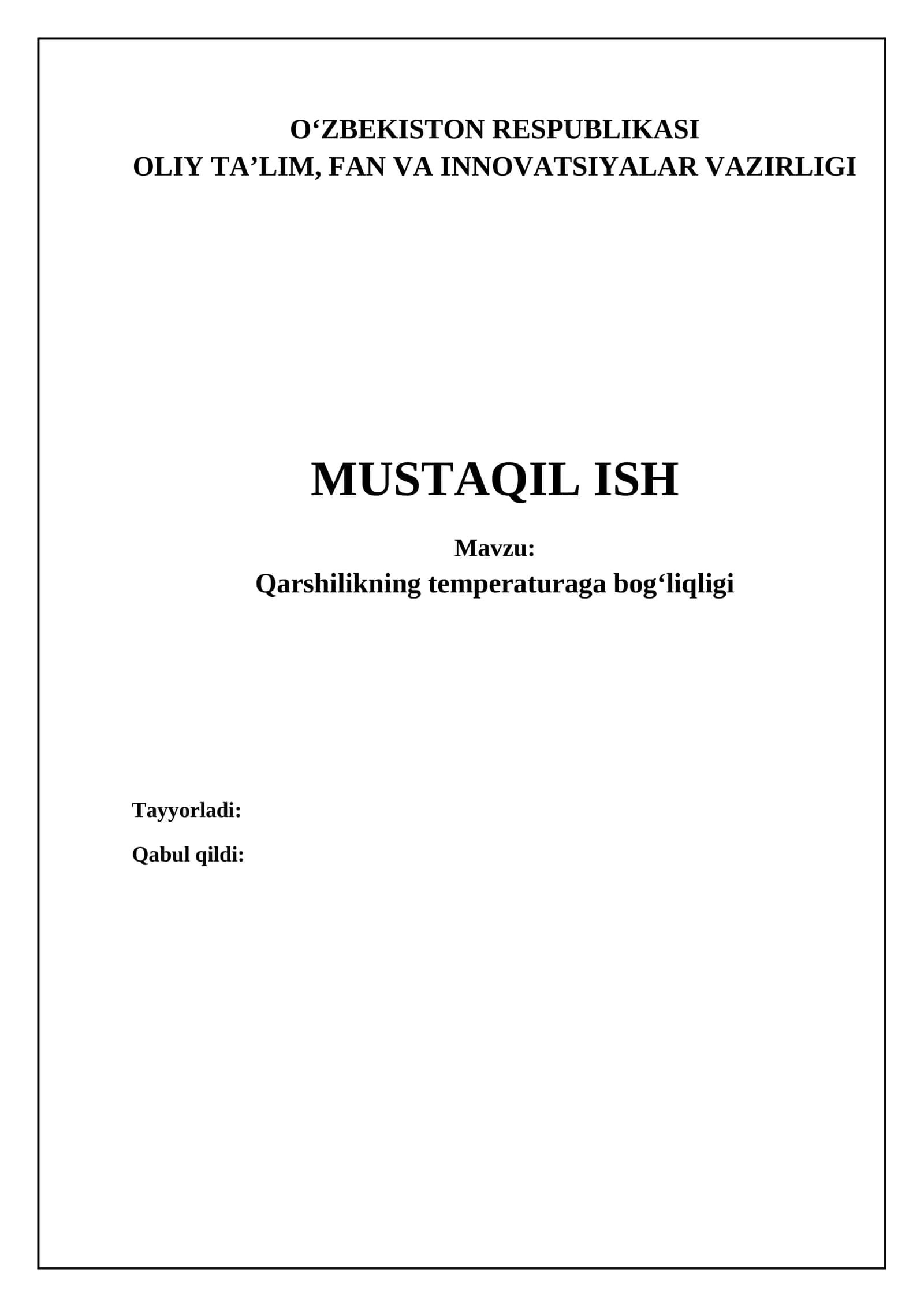 Qarshilikning temperaturaga bogʻliqligi 1