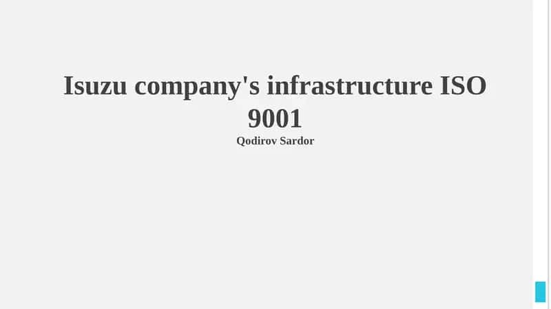 Isuzu and ISO 9001 1