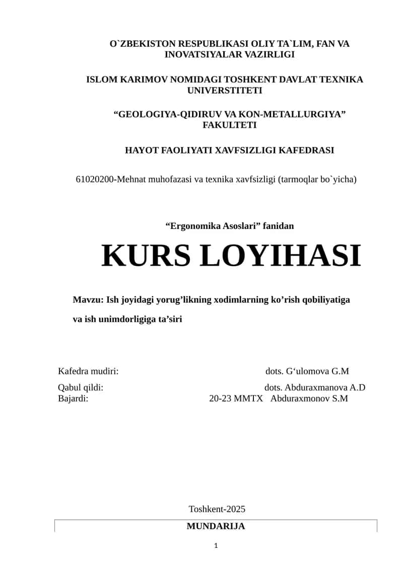Ergonomika Asoslari 1