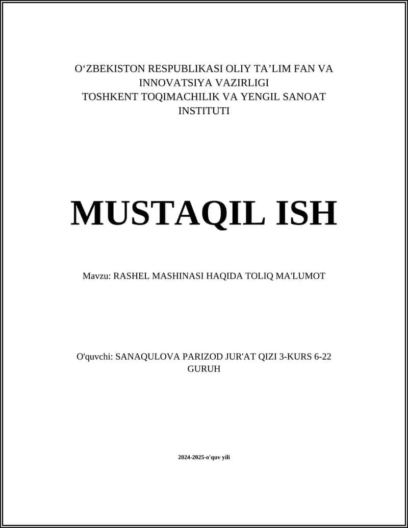 Rashel Mashinasi 1