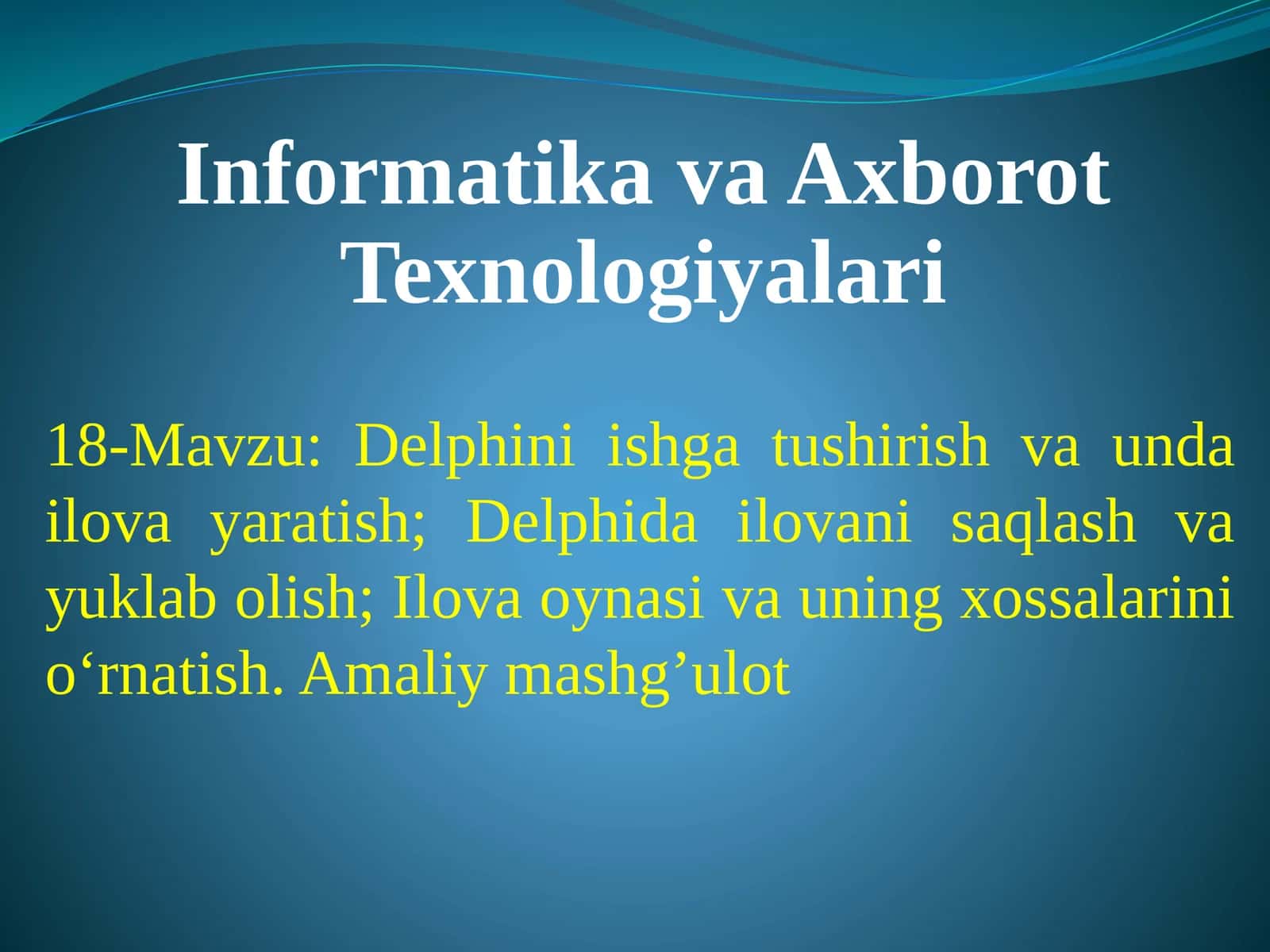Zamonaviy Ilovalar 1