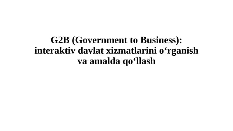 G2B (Government to Business)