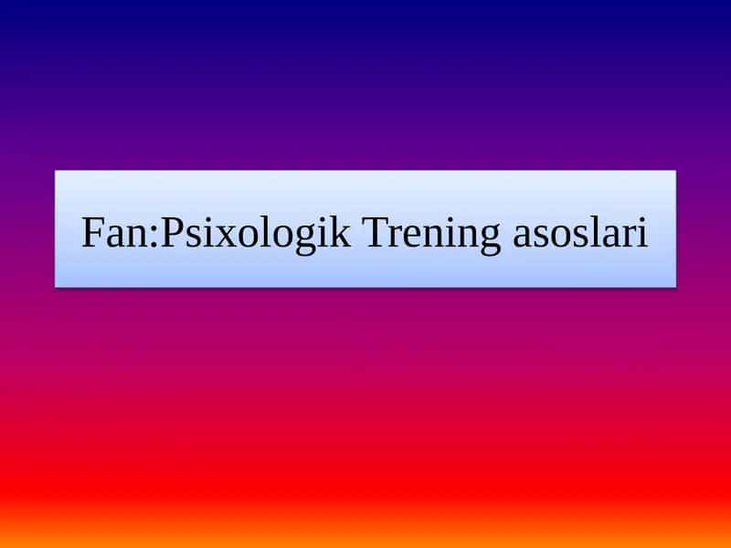 Nizoning oldini olishga qaratilgan treninglar 1