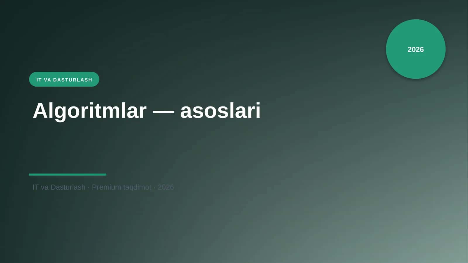 Algoritmlar — asoslari 1