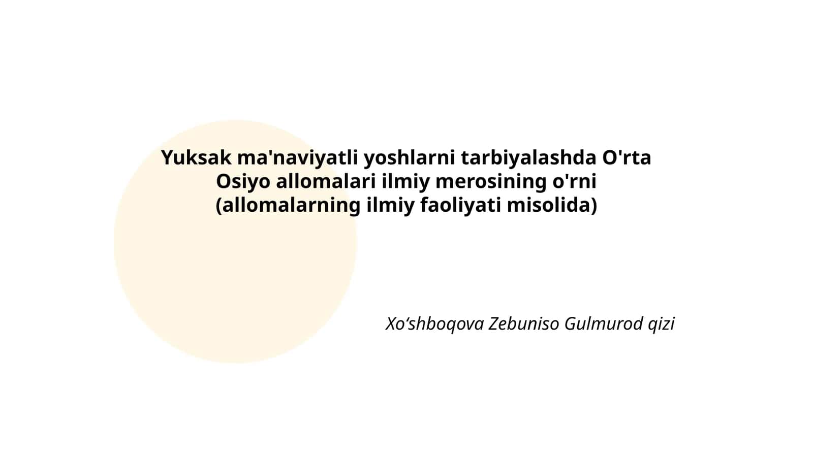 O'rta Osiyo Allomalari ilmiy merosi 1