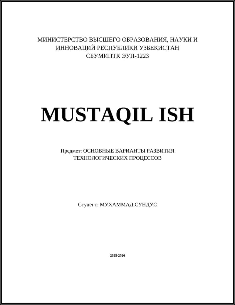 MUSTAQIL ISH 1