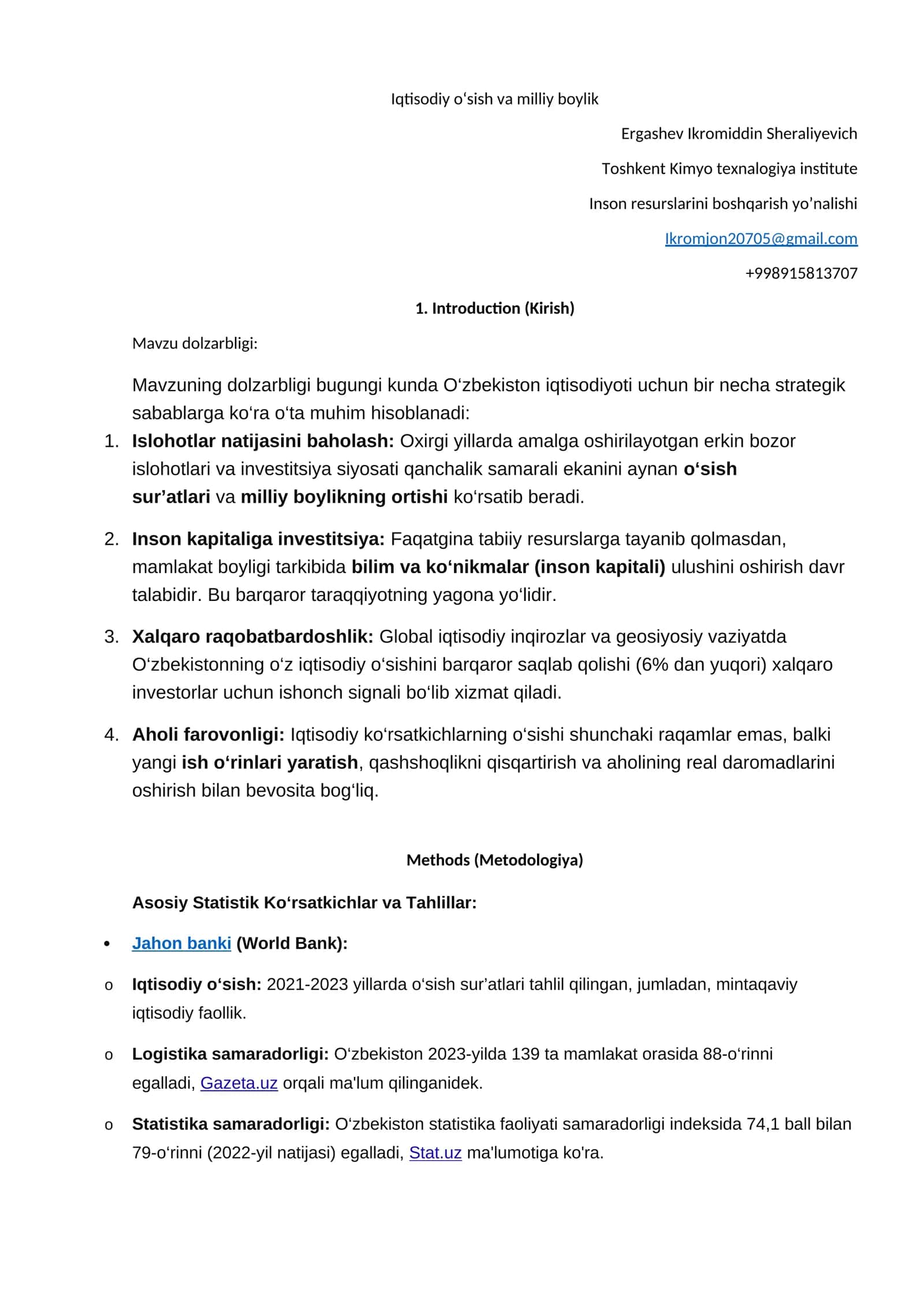 Mavzu dolzarbligi: 1