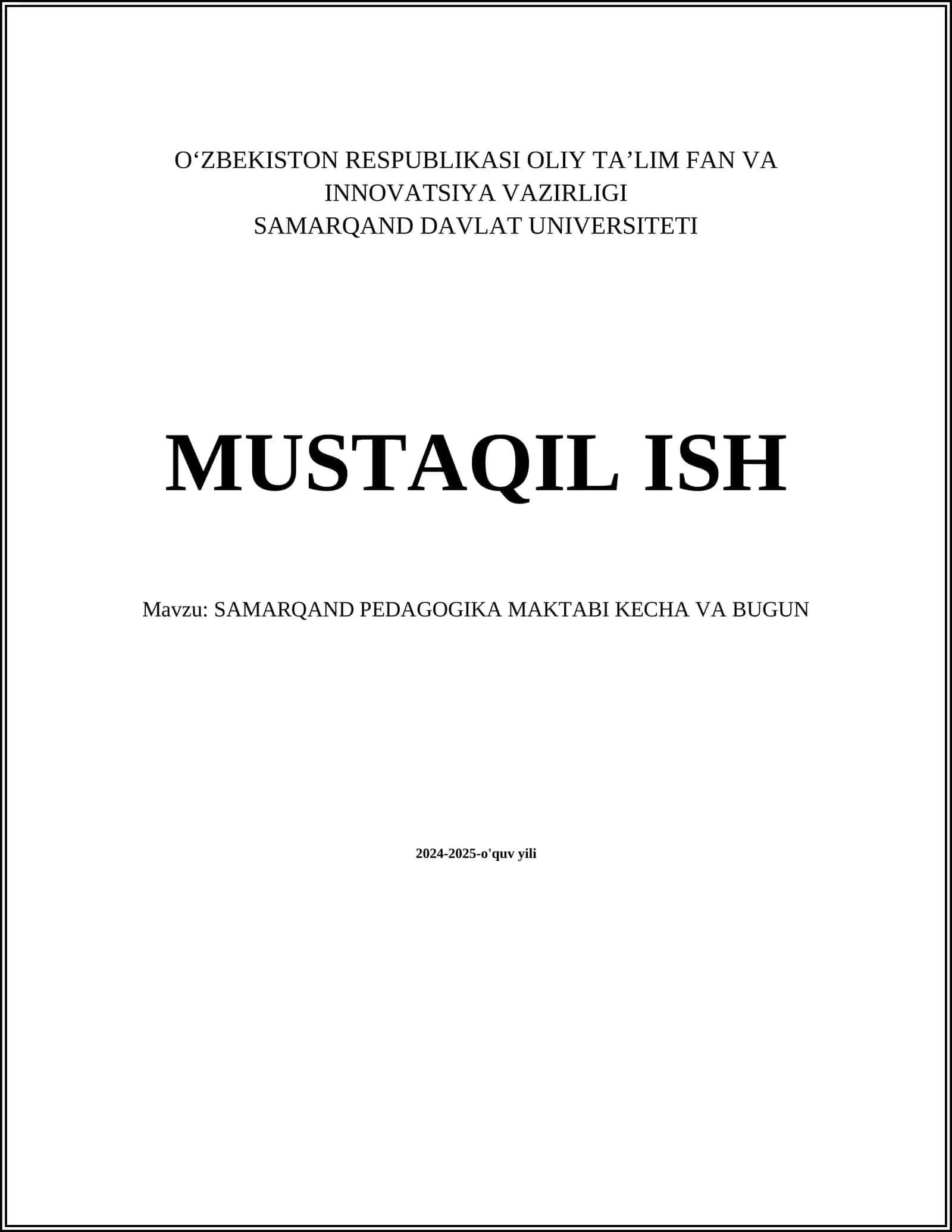 SAMARQAND PEDAGOGIKA MAKTABI KECHA VA BUGUN 1