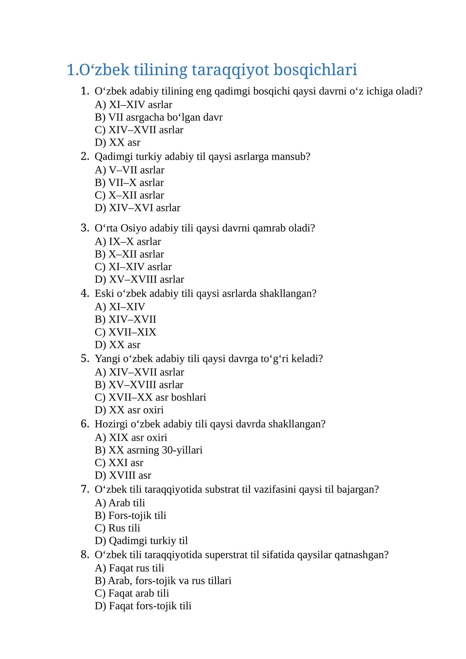 Hozirgi o'zbek adabiy tili test 220 ta 1
