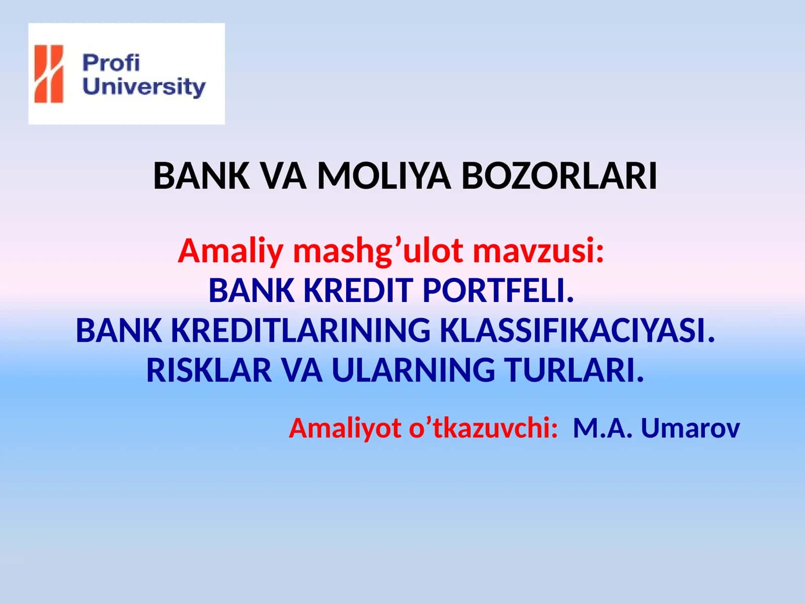 BANKKREDITPORTFELI 1
