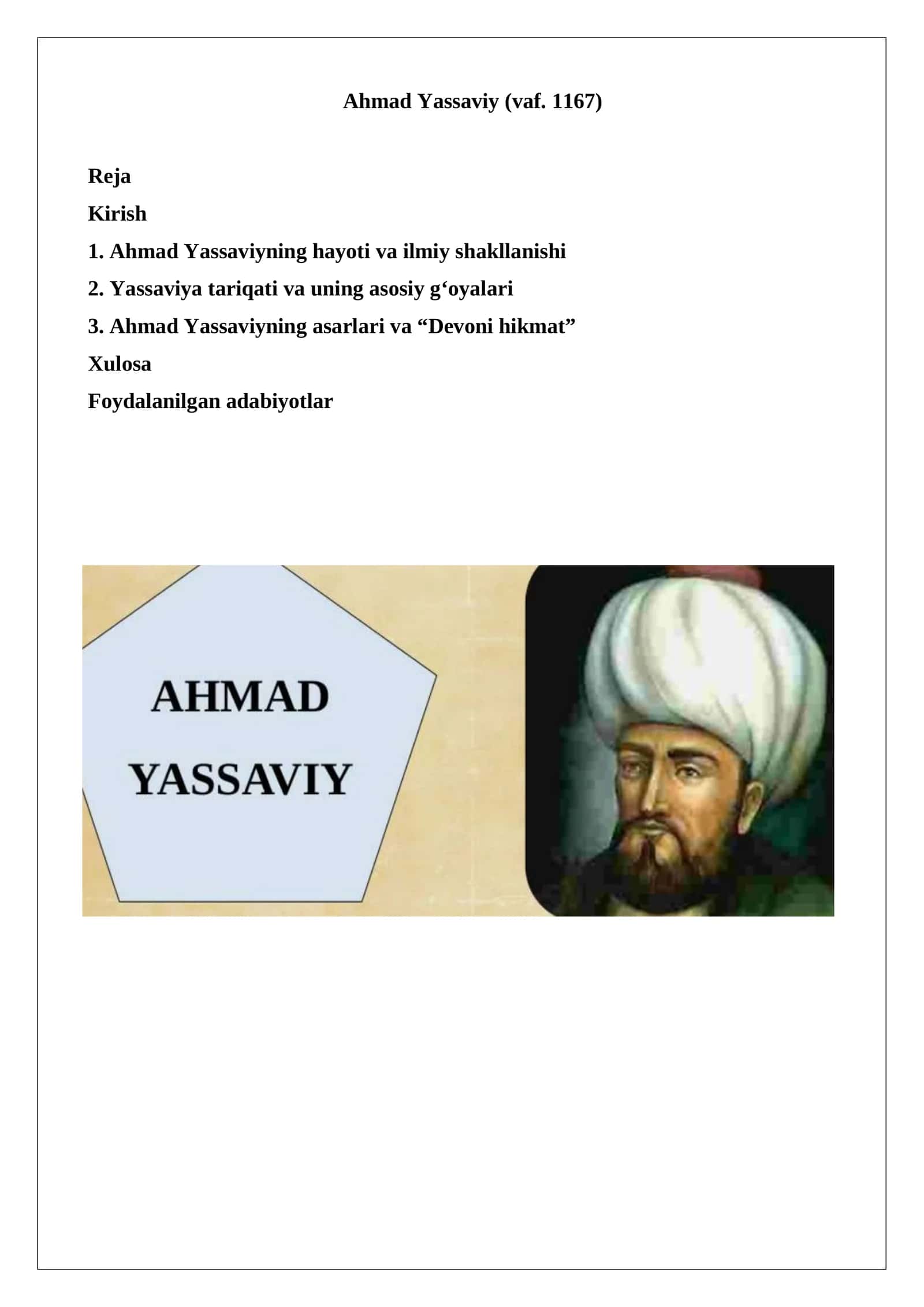 Ahmad Yassaviy (vaf. 1167) 1