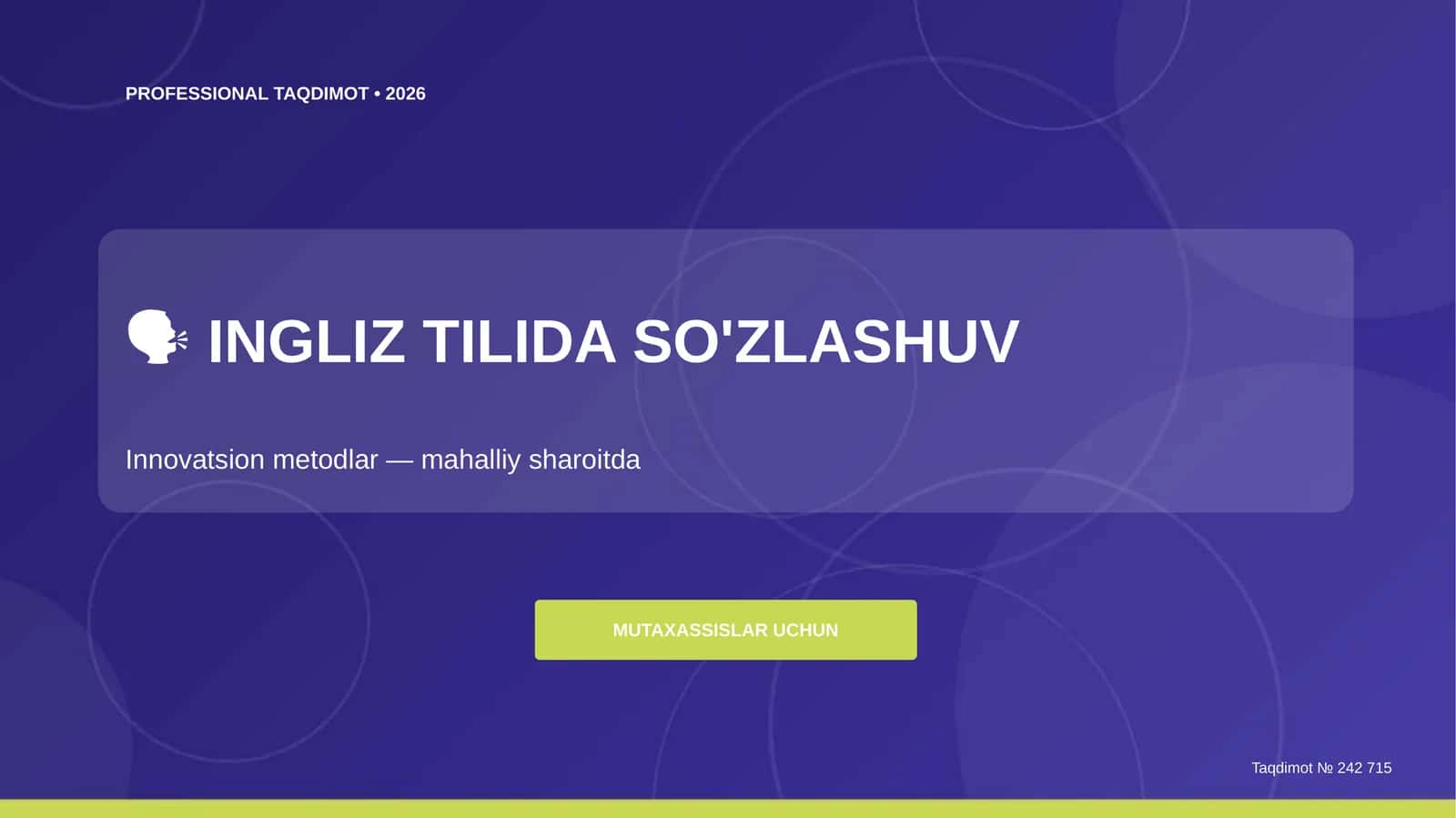 INGLIZ TILIDA SO'ZLASHUV 1