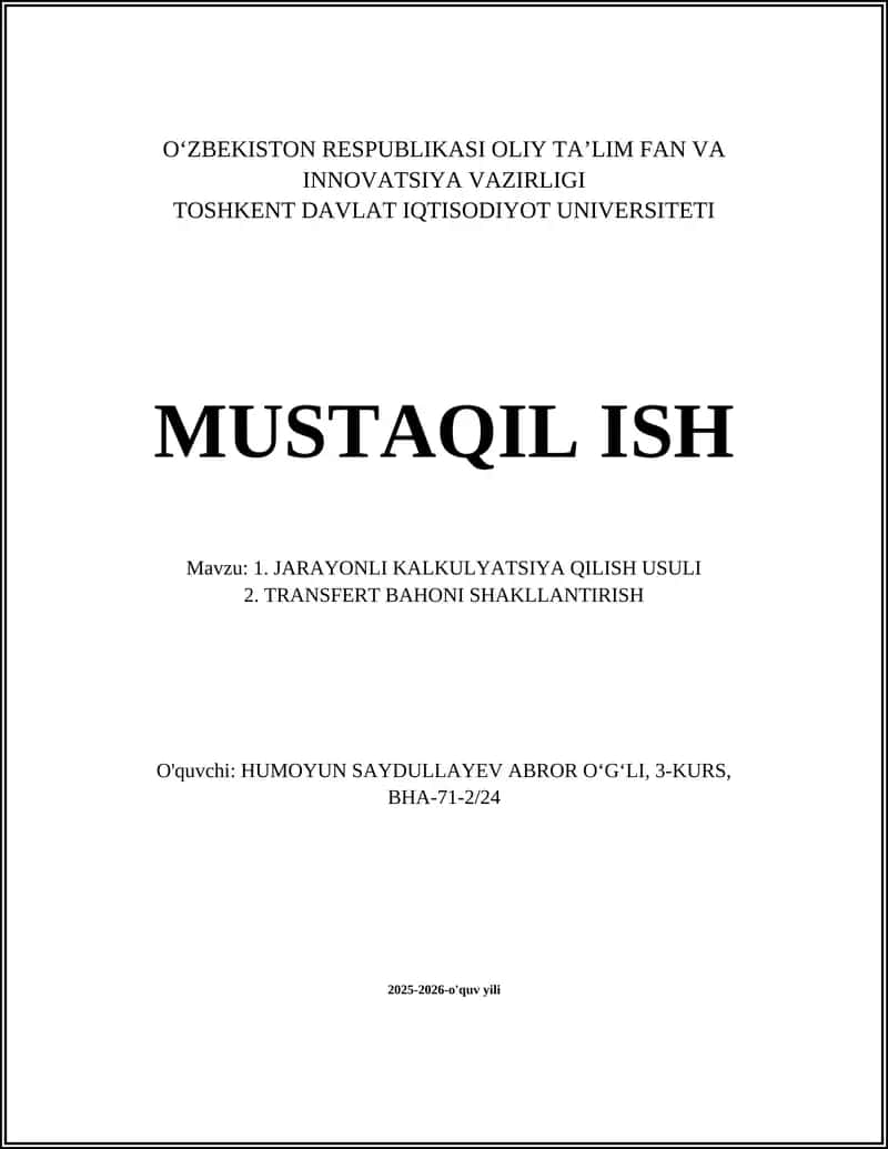 Jarayonli kalkulyatsiya asoslari 1