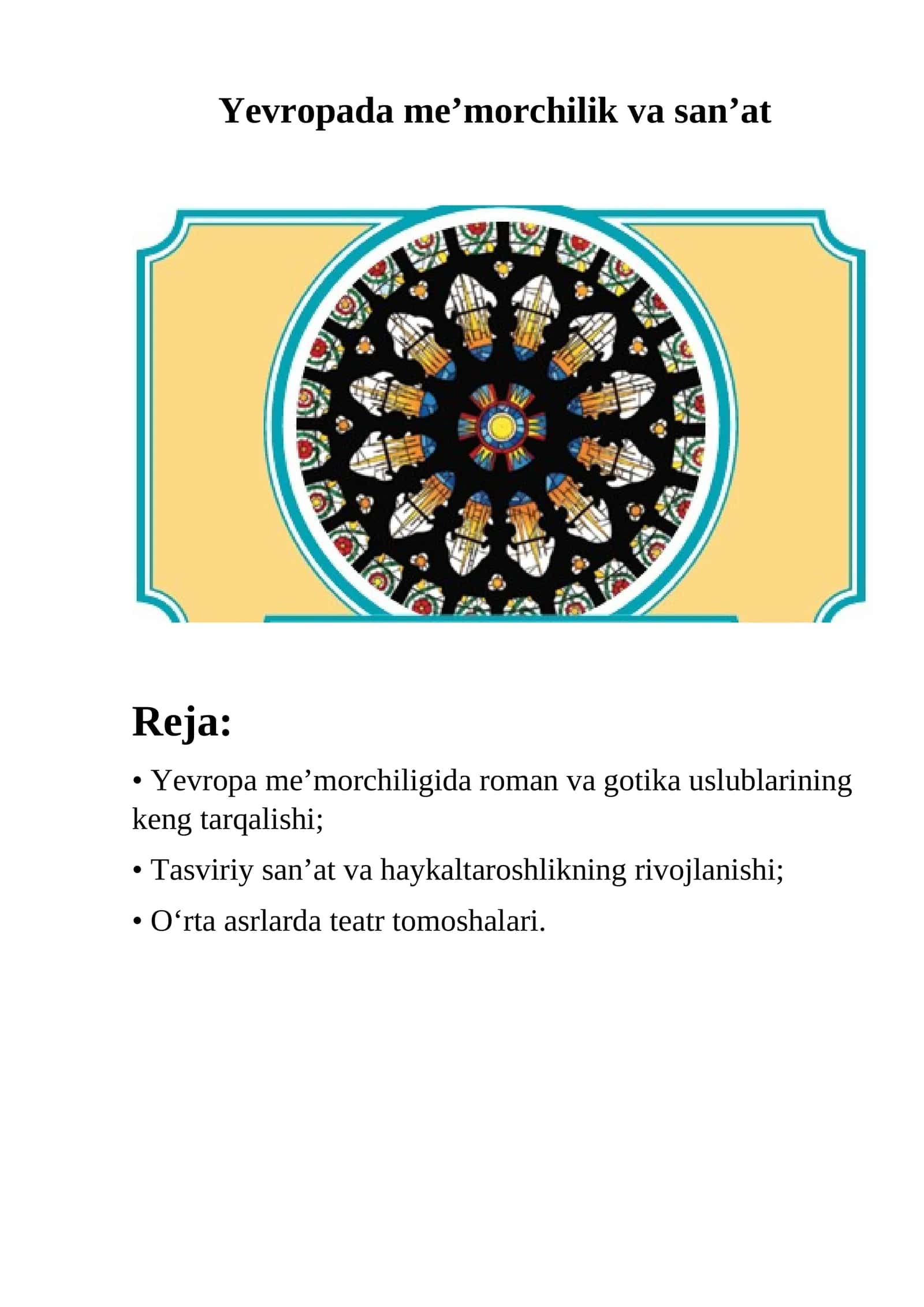 Yevropada me’morchilik va san’at 1