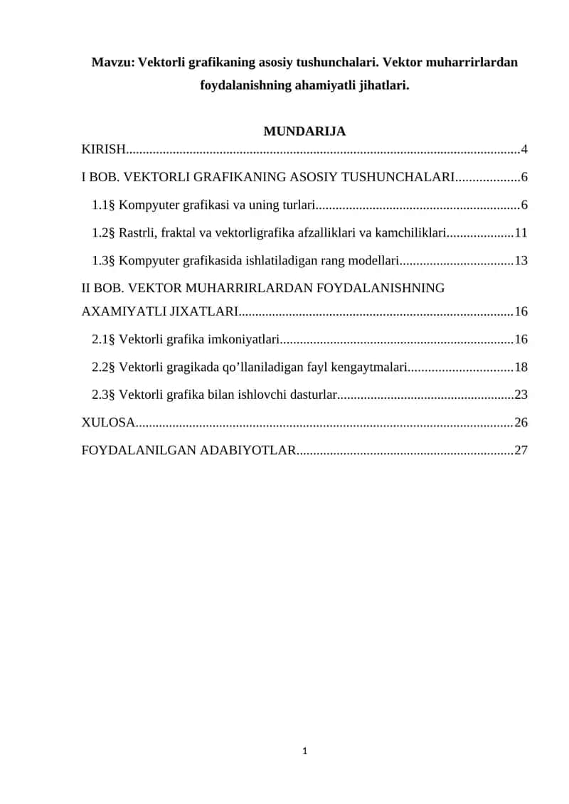Vektorli grafikaning asosiy tushunchalari 1