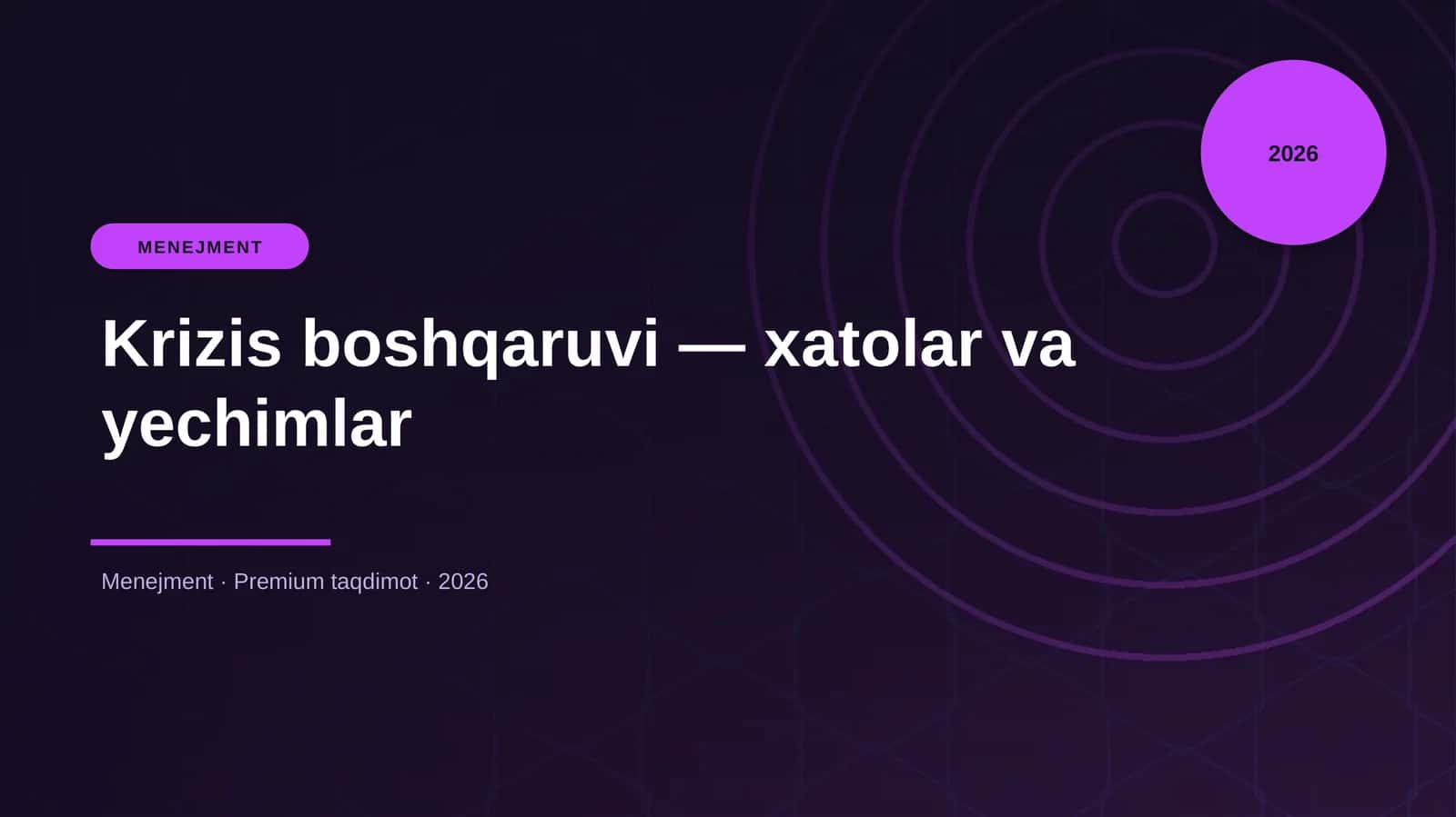 Krizis boshqaruvi — xatolar va yechimlar 1