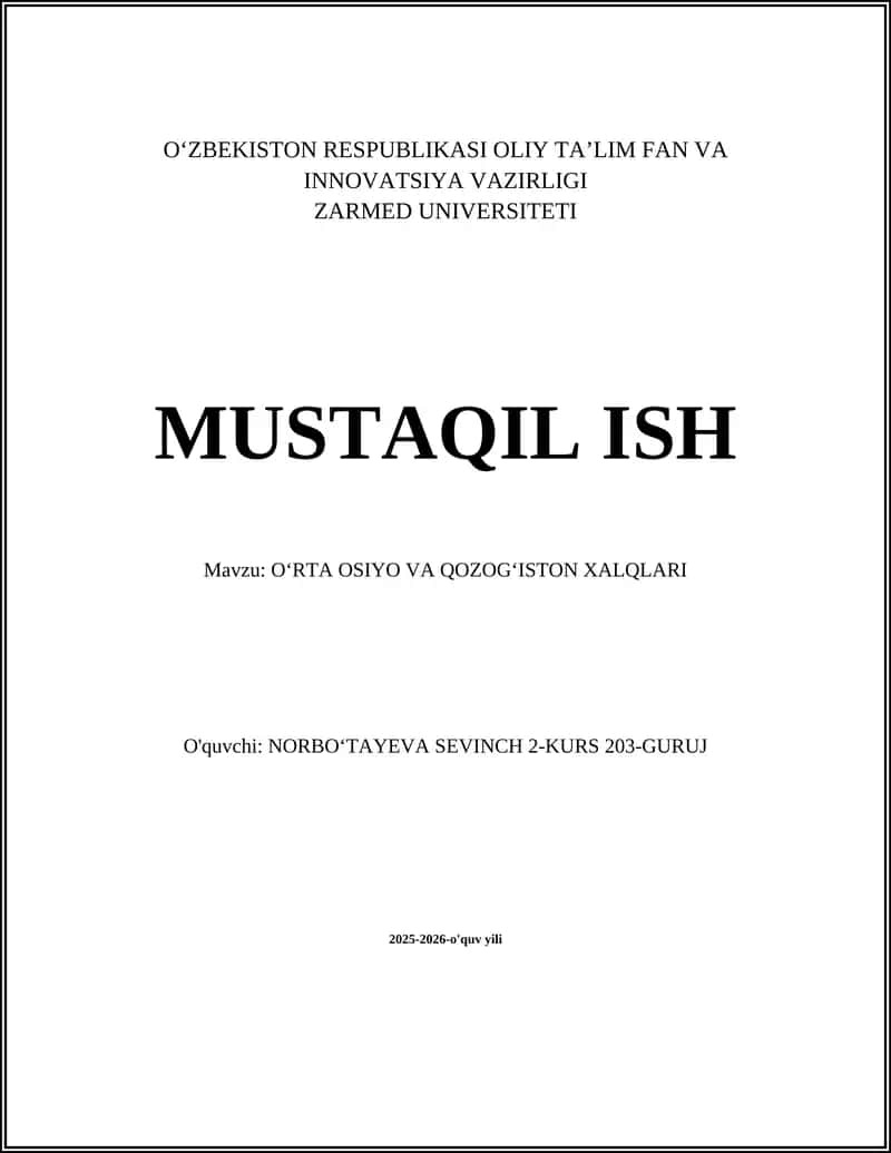 Oʻrta Osiyo va Qozogʻiston xalqlarining etnogenezisi 1