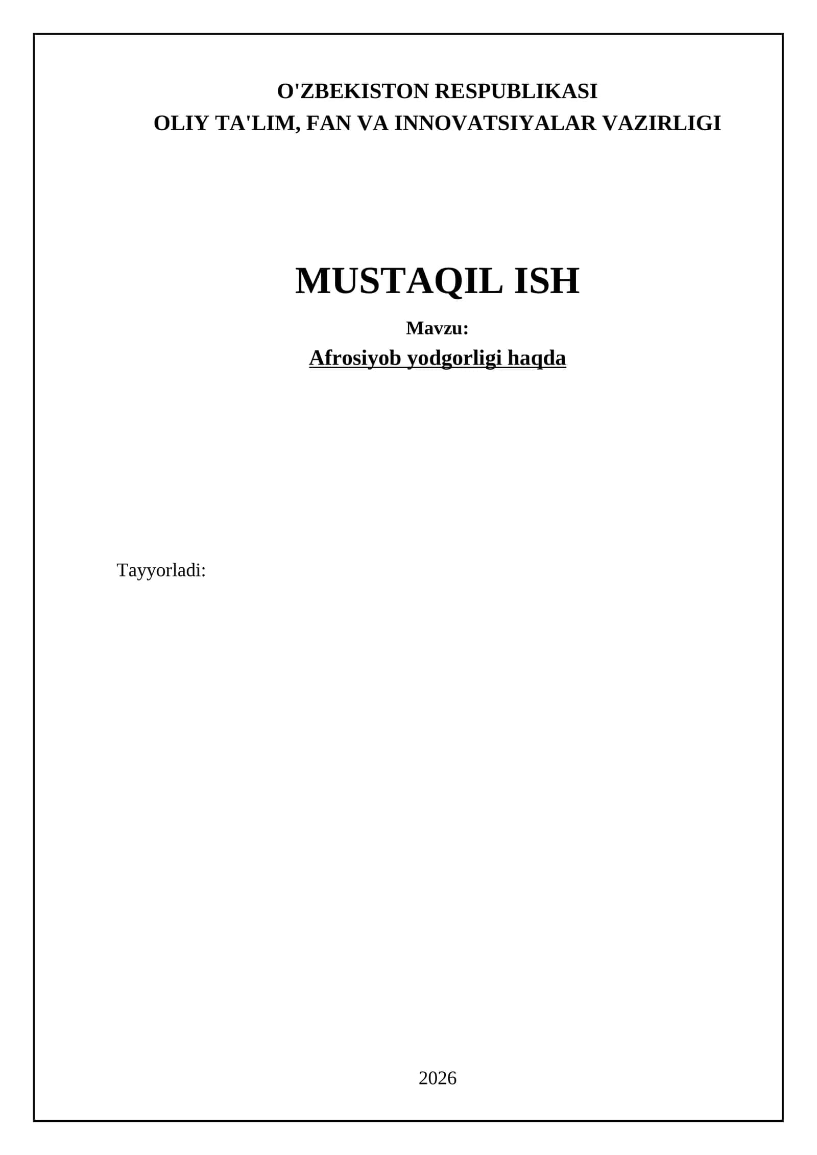 Afrosiyob yodgorligi haqda 1