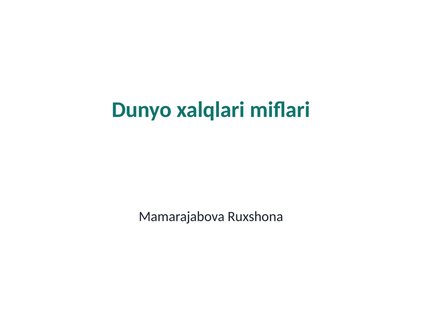 Dunyo xalqlari miflari 1