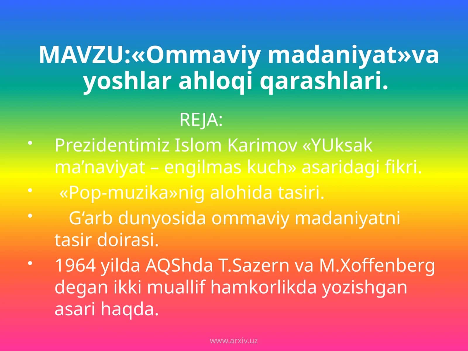 Ommaviy madaniyat 1