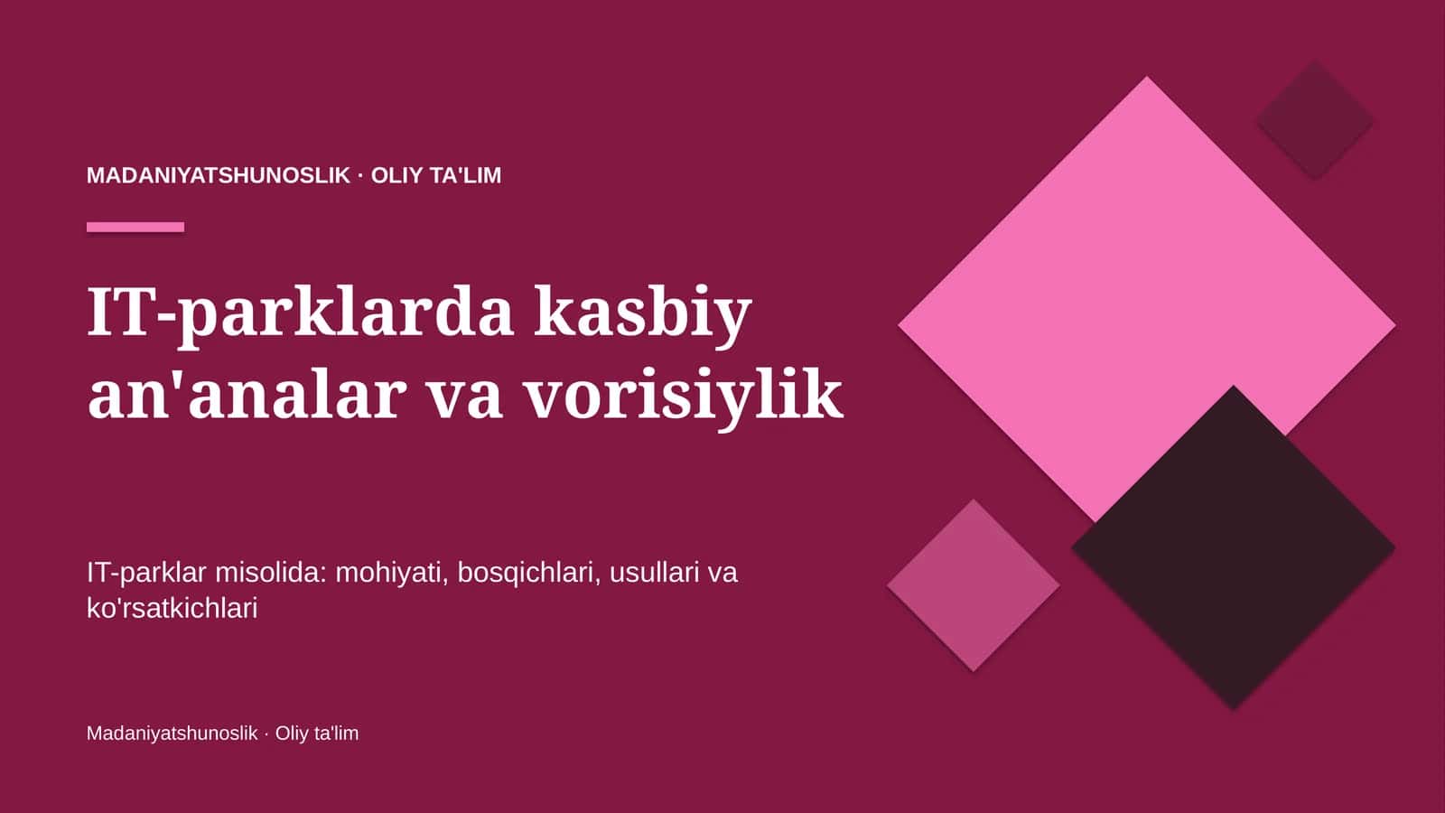IT-parklarda kasbiy an'analar va vorisiylik 1