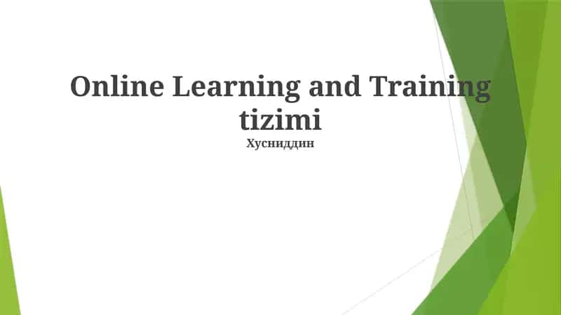 Online Learning and Training tizimi 1