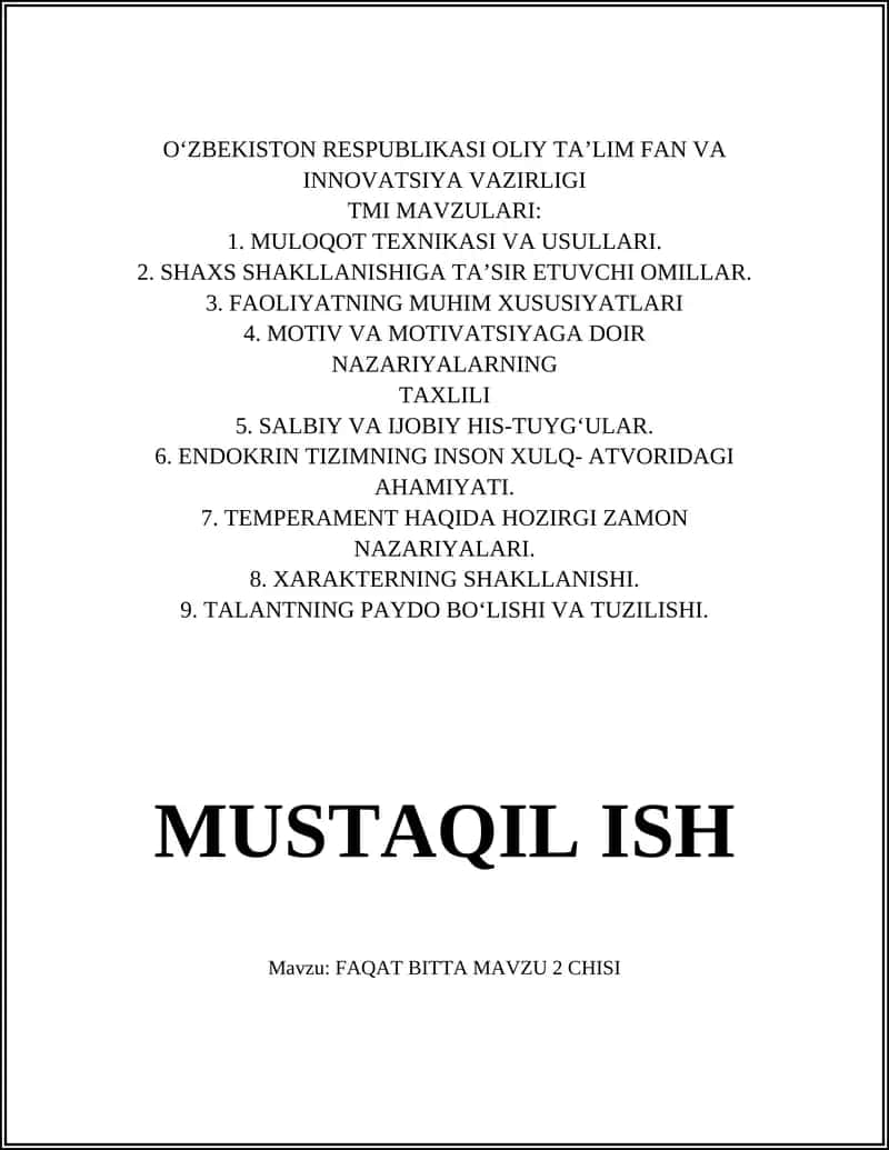 FAQAT BITTA MAVZU 2 CHISI 1