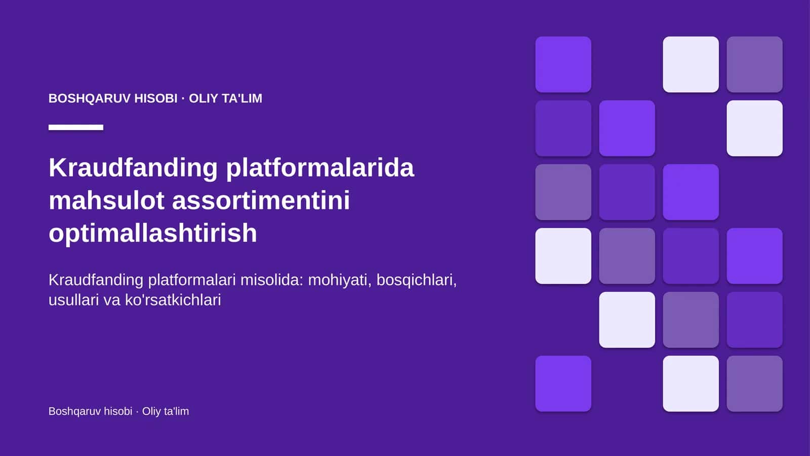 Kraudfanding platformalarida mahsulot assortimentini optimallashtirish 1