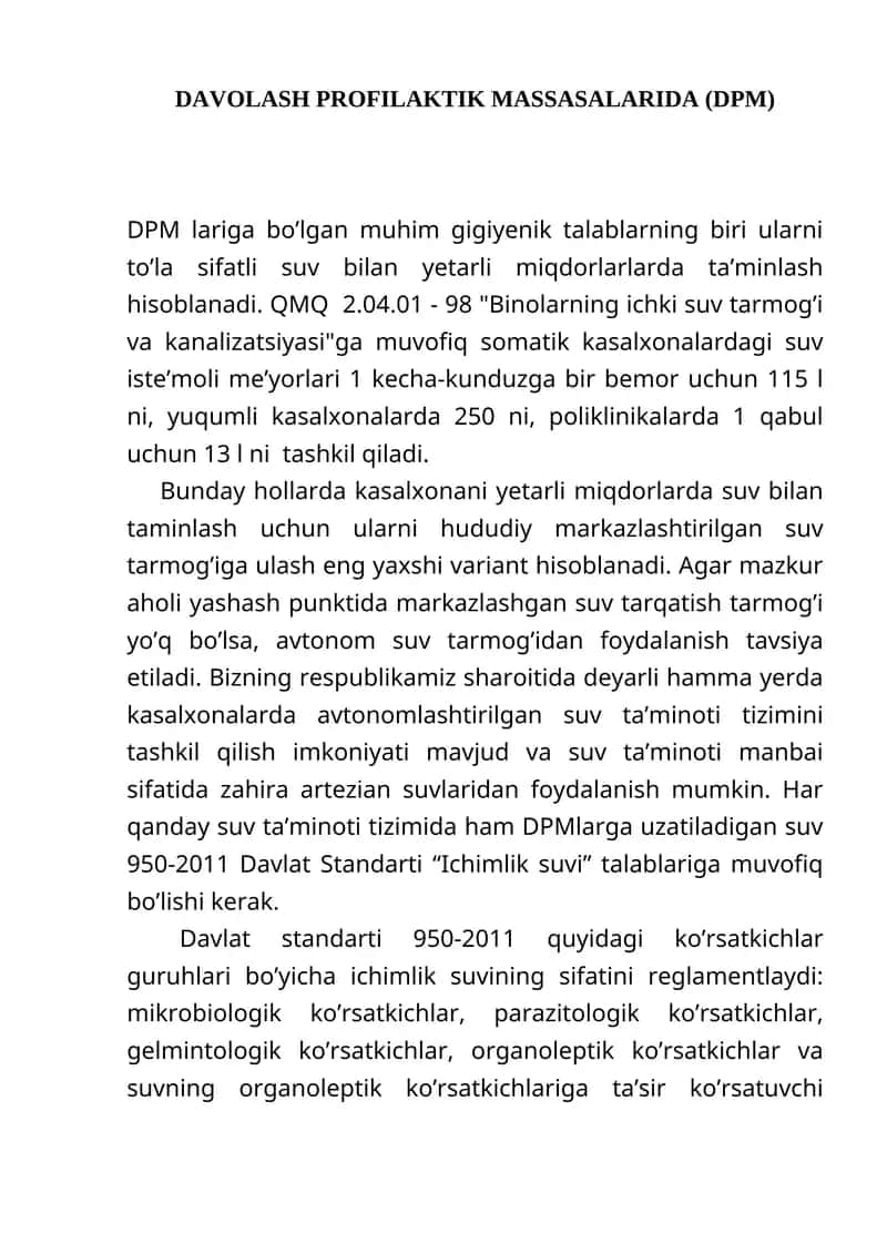 Davolash Profilaktik Massasalari (DPM) 1