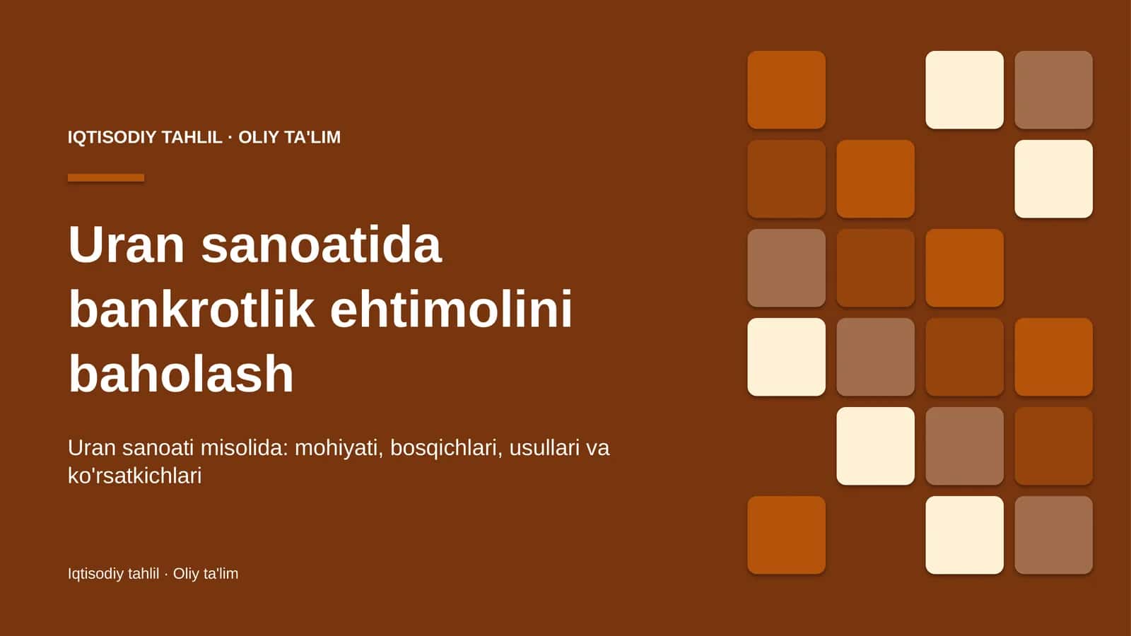 Uran sanoatida bankrotlik ehtimolini baholash 1