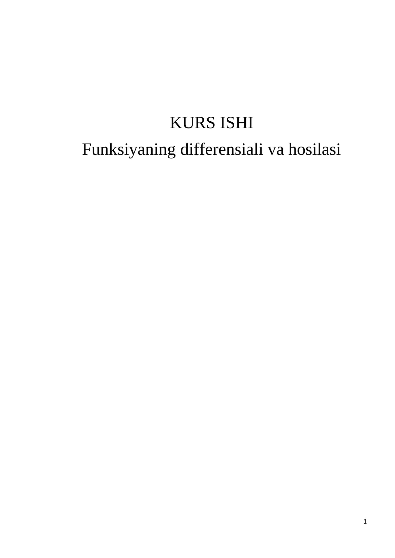 Funksiyaning differensiali va hosilasi 1