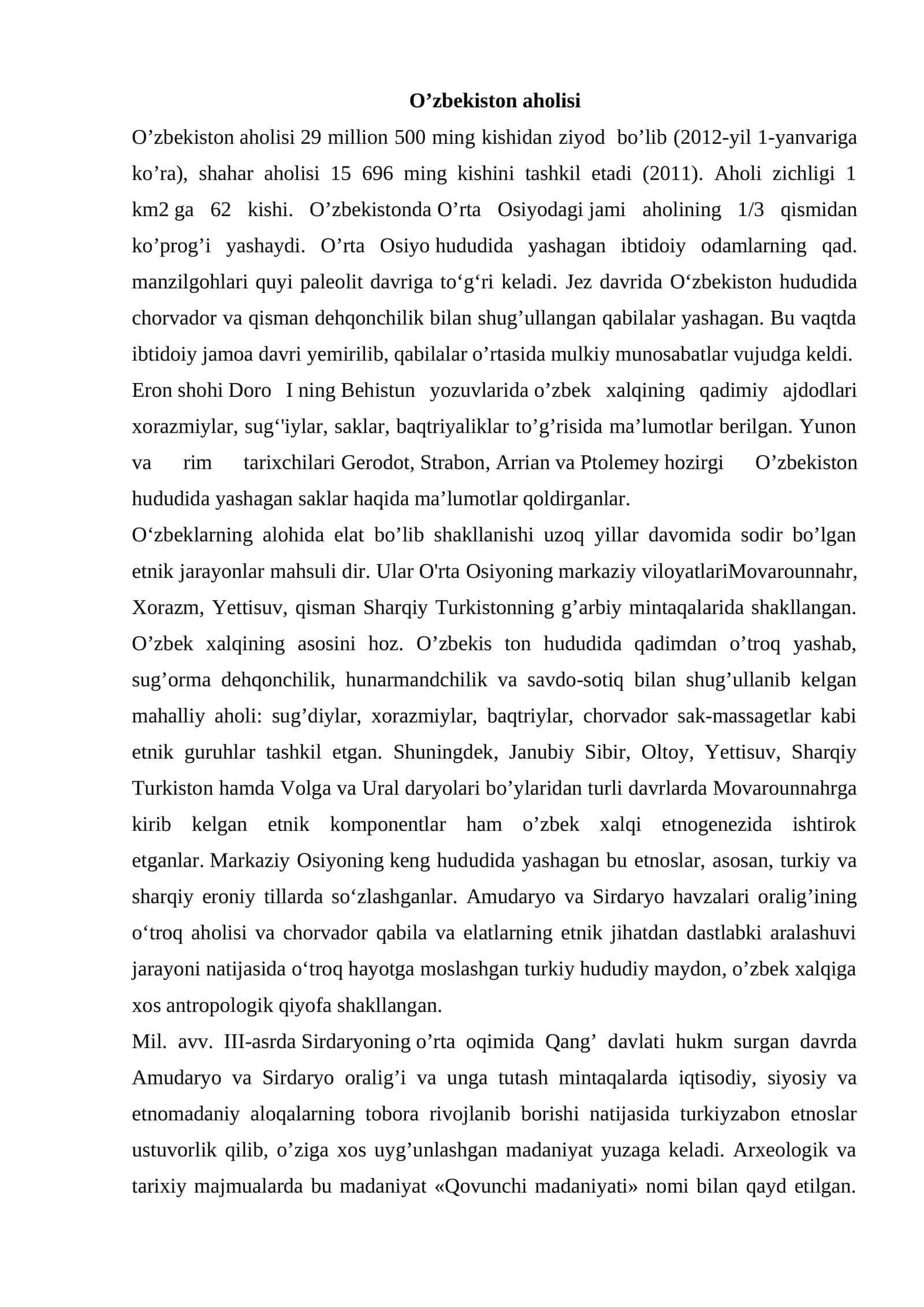 Oʼzbekiston aholisi 1