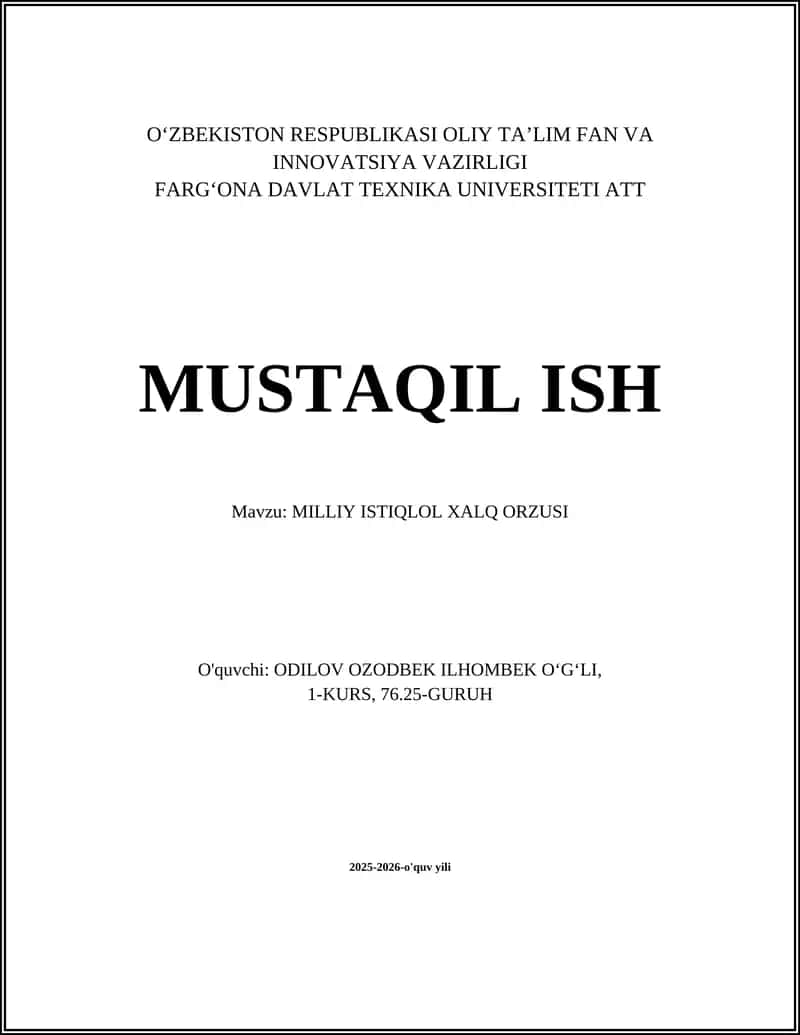 MILLIY ISTIQLOL XALQ ORZUSI 1