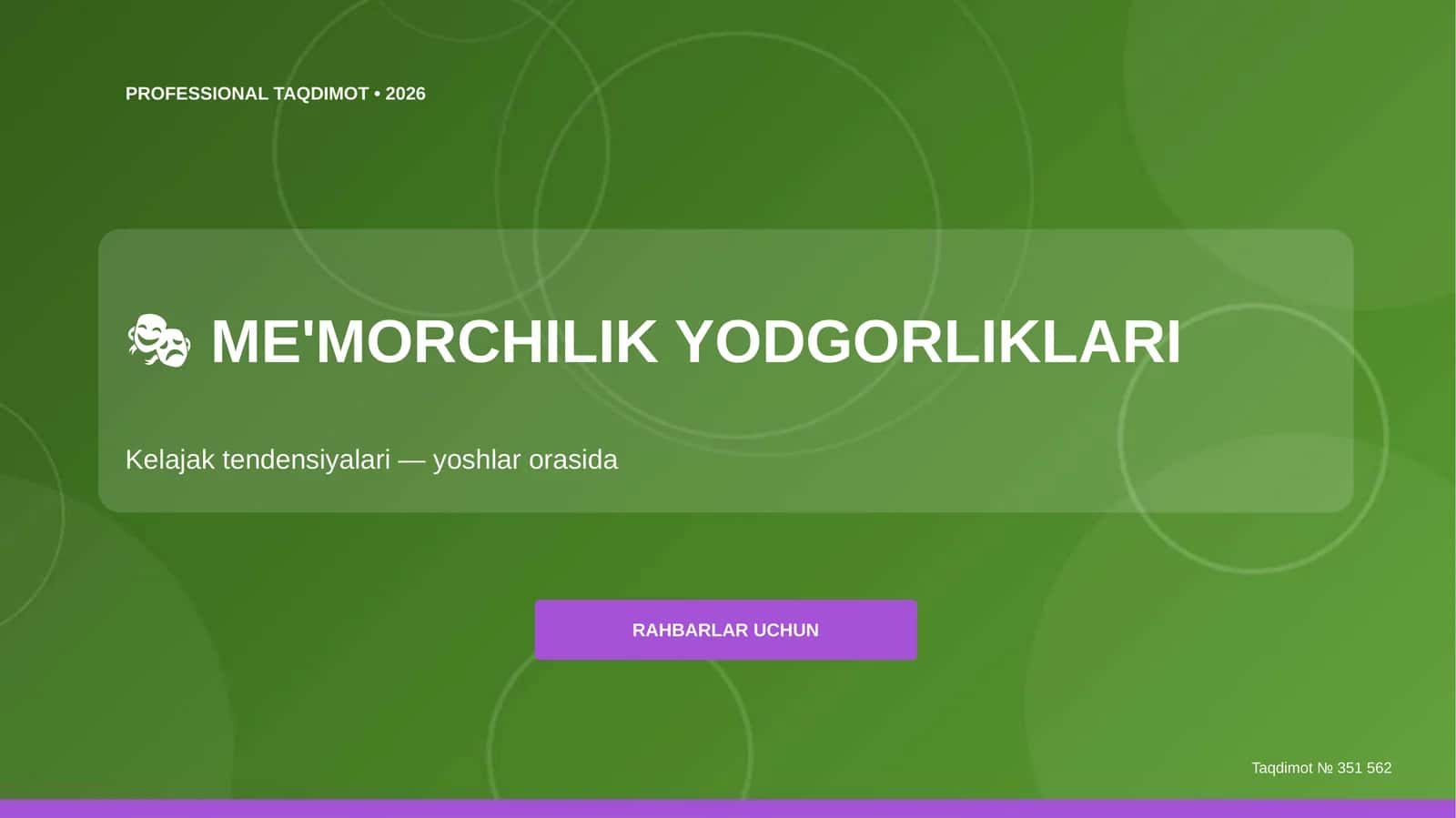 ME'MORCHILIK YODGORLIKLARI 1