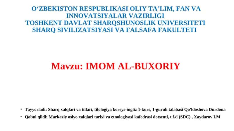 IMOM AL-BUXORIY 1