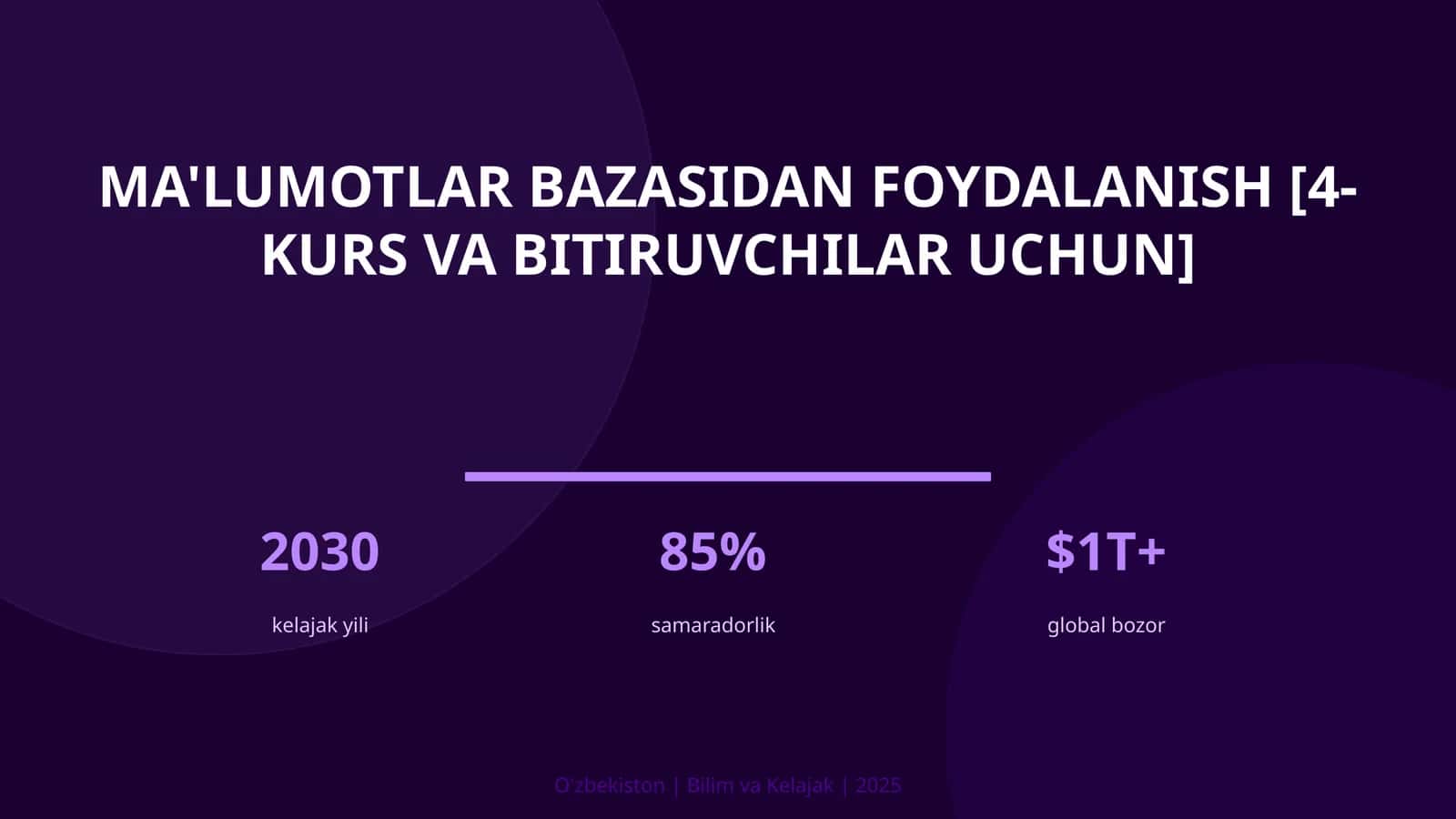 Ma'lumotlar bazasidan foydalanish [4-kurs va bitiruvchilar uchun] 1