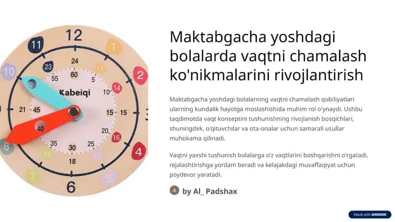 Vaqtni chamalash ko'nikmalari 1