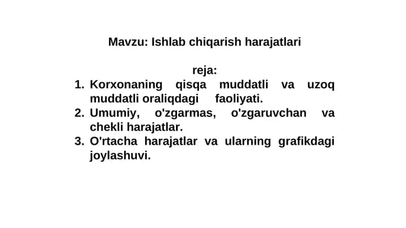 Ishlabchiqarish harajatlari 1