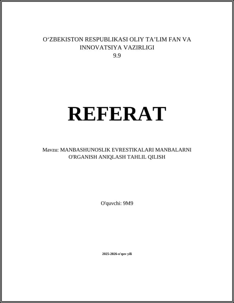 Manbashunoslik Evristikalari Manbalar 1