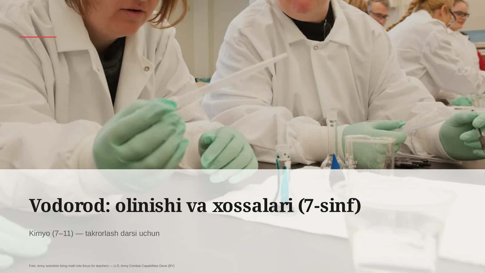 Vodorod: olinishi va xossalari (7-sinf) 1