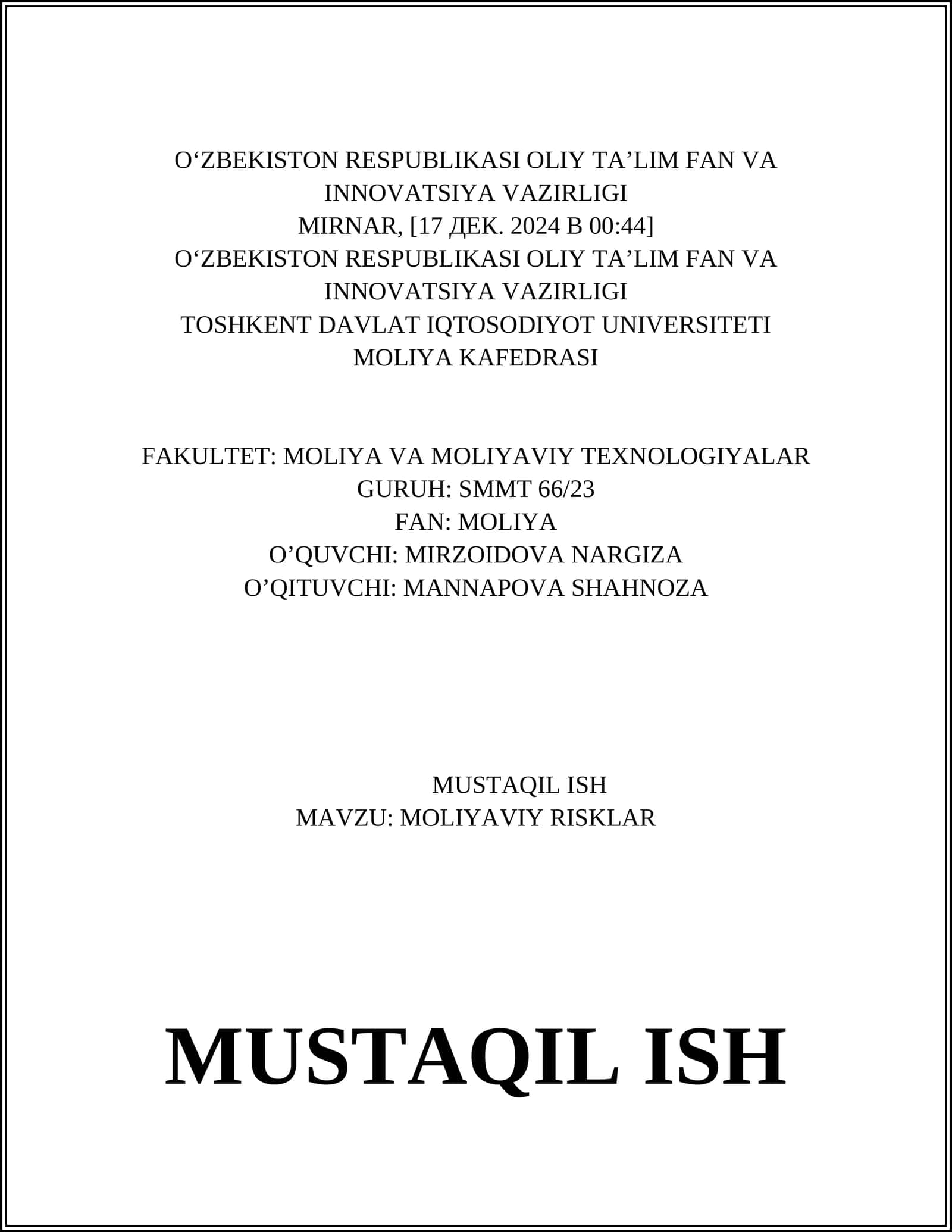 MOLIYAVIY RISKLAR 1